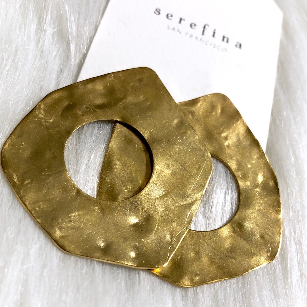 NEW Anthropologie Hammered Washer Post Earrings - Picture 3 of 6